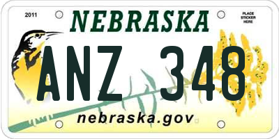 NE license plate ANZ348