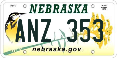 NE license plate ANZ353