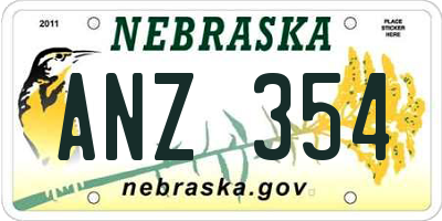 NE license plate ANZ354