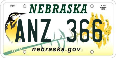 NE license plate ANZ366