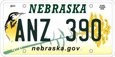 NE license plate ANZ390