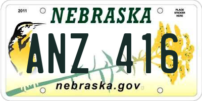 NE license plate ANZ416