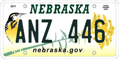 NE license plate ANZ446