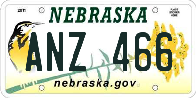 NE license plate ANZ466