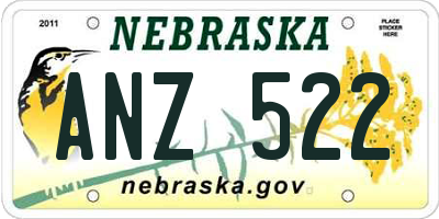 NE license plate ANZ522