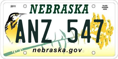 NE license plate ANZ547