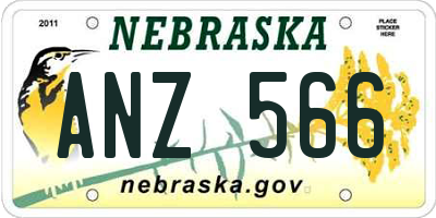 NE license plate ANZ566