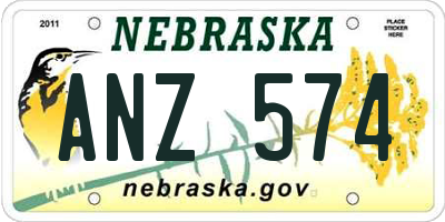 NE license plate ANZ574