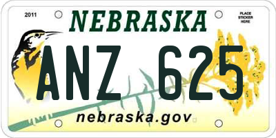 NE license plate ANZ625