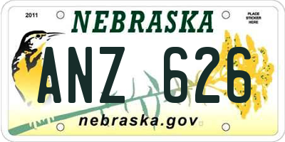NE license plate ANZ626