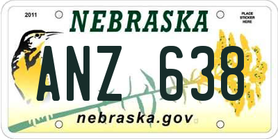 NE license plate ANZ638
