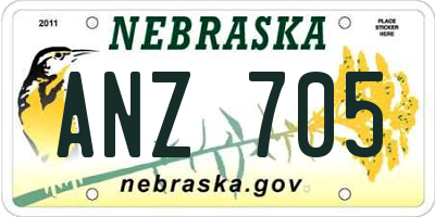 NE license plate ANZ705