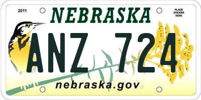 NE license plate ANZ724