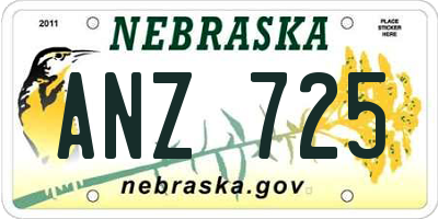 NE license plate ANZ725
