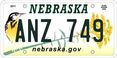 NE license plate ANZ749