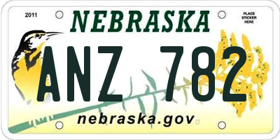 NE license plate ANZ782