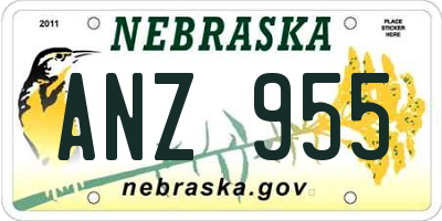 NE license plate ANZ955