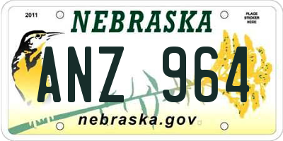 NE license plate ANZ964