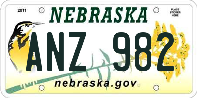 NE license plate ANZ982