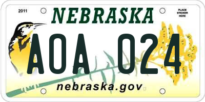 NE license plate AOA024