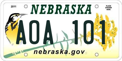 NE license plate AOA101