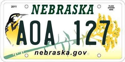 NE license plate AOA127