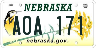NE license plate AOA171