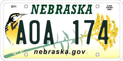 NE license plate AOA174