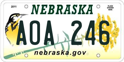 NE license plate AOA246