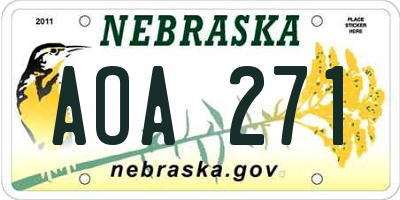 NE license plate AOA271