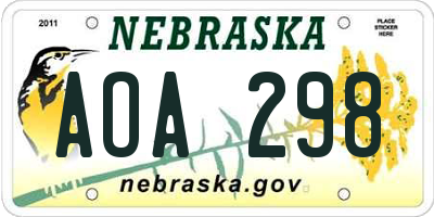 NE license plate AOA298