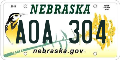 NE license plate AOA304