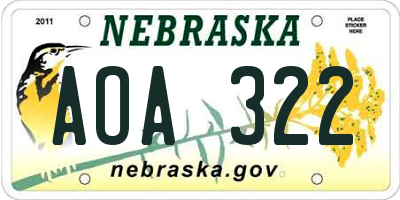 NE license plate AOA322
