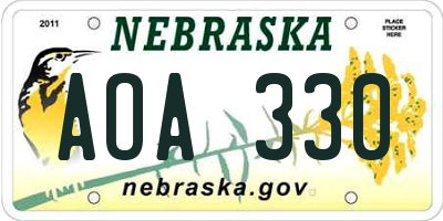 NE license plate AOA330