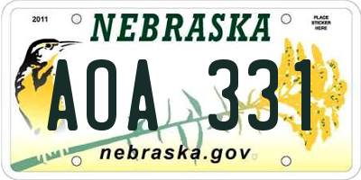 NE license plate AOA331