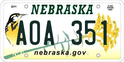 NE license plate AOA351