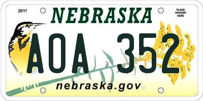 NE license plate AOA352