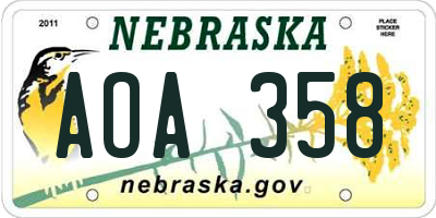 NE license plate AOA358