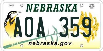 NE license plate AOA359
