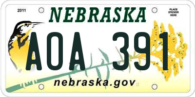 NE license plate AOA391