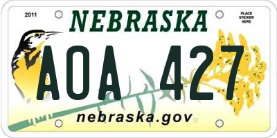 NE license plate AOA427