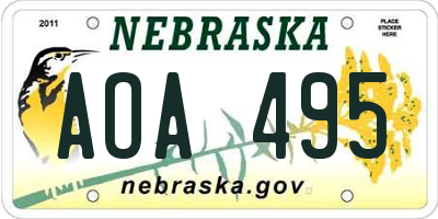 NE license plate AOA495