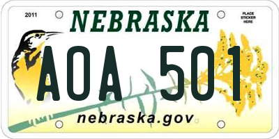 NE license plate AOA501