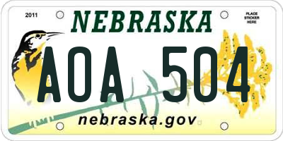 NE license plate AOA504