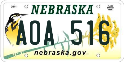 NE license plate AOA516