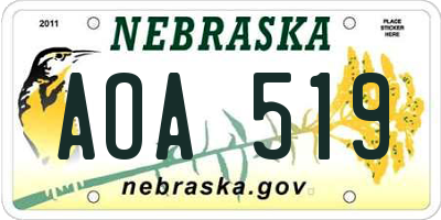 NE license plate AOA519