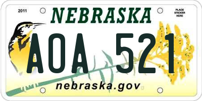 NE license plate AOA521