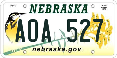 NE license plate AOA527