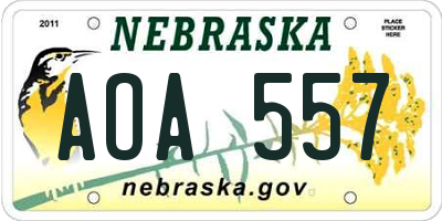 NE license plate AOA557