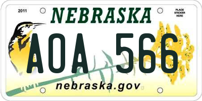 NE license plate AOA566